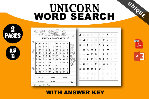 Download Unicorn Word Search for Kids 3BODY PARTS - Premium Bundle