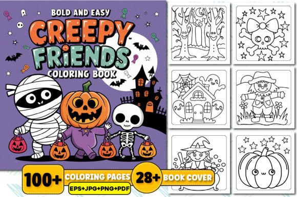 Download Bold &amp; Easy Creepy Friends Coloring Book - K Collection