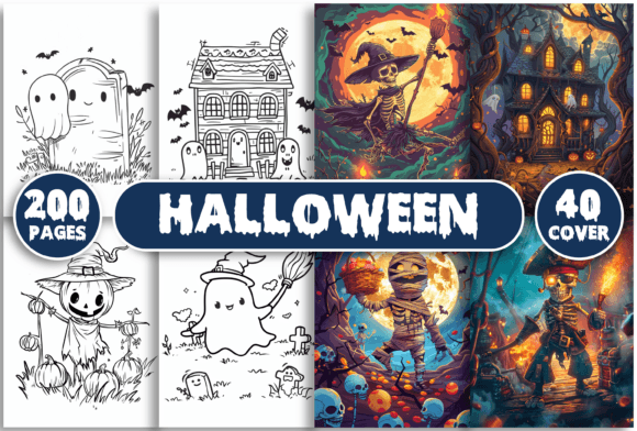 Download 200 Cute Halloween Coloring Book Pages - K Collection