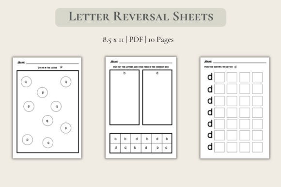 Download Letter Reversal Worksheets B,D,P,Q - K Collection