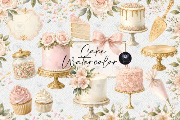 Download Elegant Pink Cake Watercolor Clipart - K Collection