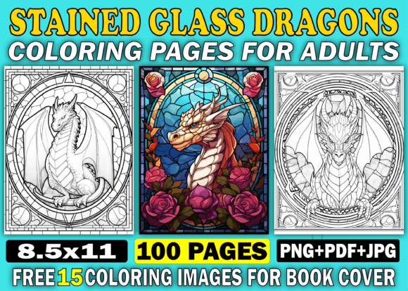 Download Stained Glass Dragon Adult Coloring Book - K Collection