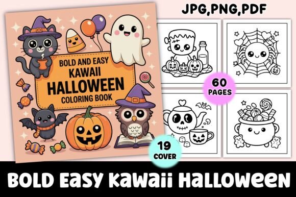 Download Bold Easy Kawaii Halloween Coloring Page - K Collection