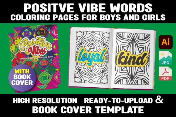 Download Positive Vibe Words Coloring Book +Cover - K Collection