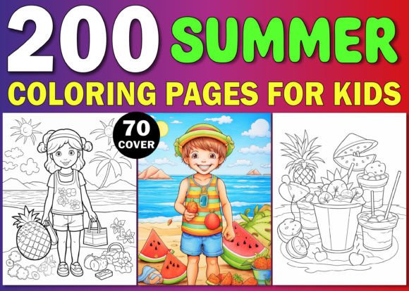 Download 200 Kids Summer Coloring Pages for - KDP - K Collection