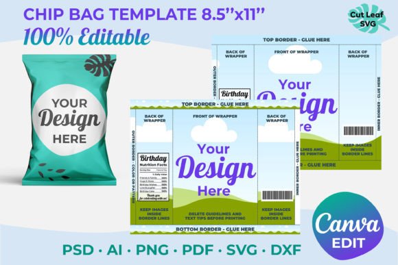 Download Blank Chip Bag Template | Canva Editable - K Collection