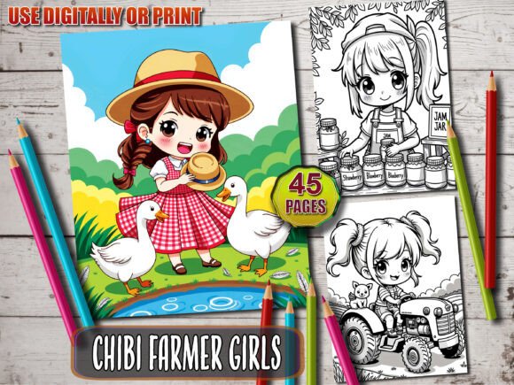 Download Chibi Farmer Girls Coloring Book - K Collection