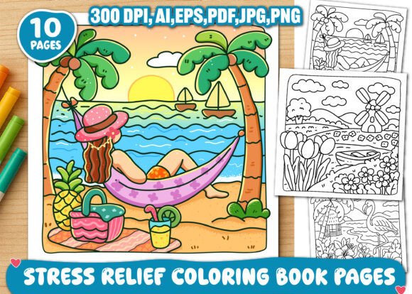 Download Stress Relief Adult Coloring Book Pages - K Collection