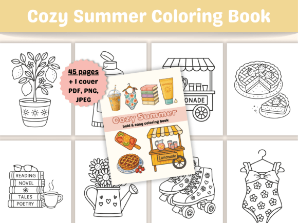 Download Cozy Summer Bold &amp; Easy Coloring Book - K Collection