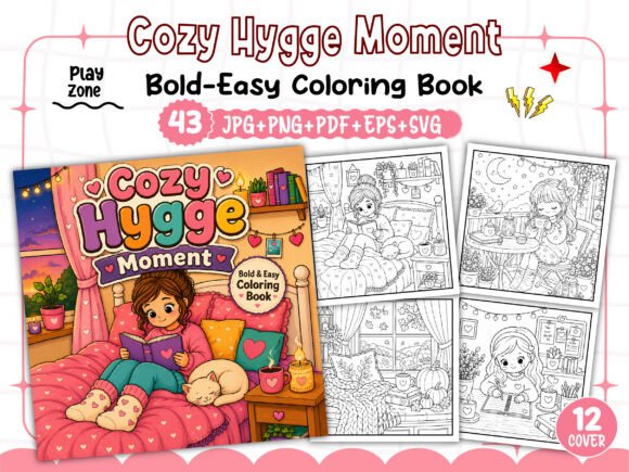 Download Cozy Hygge Moment Coloring Book Pages - K Collection
