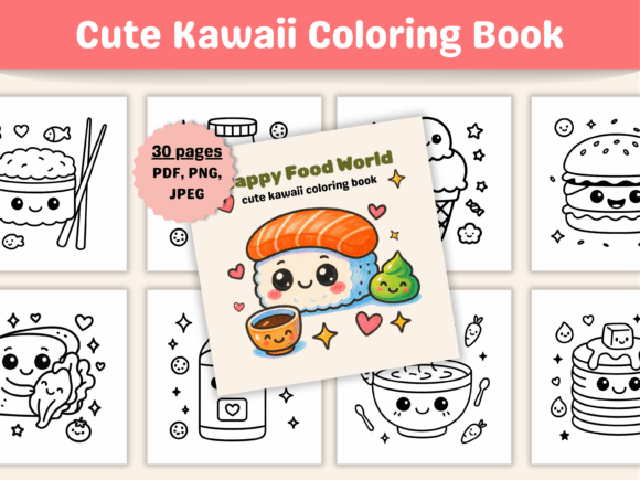 Download Cute Kawaii Food Coloring Book for Kids - K Collection