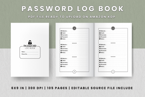 Download Password Log Book KDP Interior - K Collection