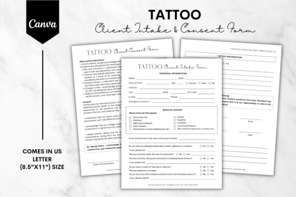 Download Tattoo Intake &amp; Consent Form Template 2 - K Collection