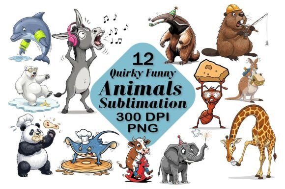 Download Quirky Funny Animals Sublimation - K Collection