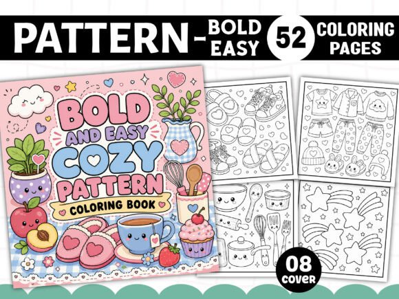 Download Bold Easy Pattern Coloring Book Pages - K Collection