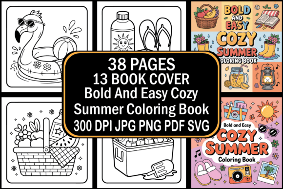 Download Bold and Easy Cozy Summer Coloring Book - K Collection