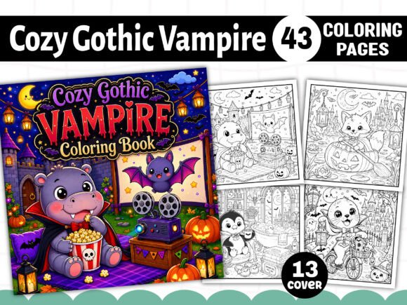 Download Cozy Gothic Vampire Coloring Book Pages - K Collection