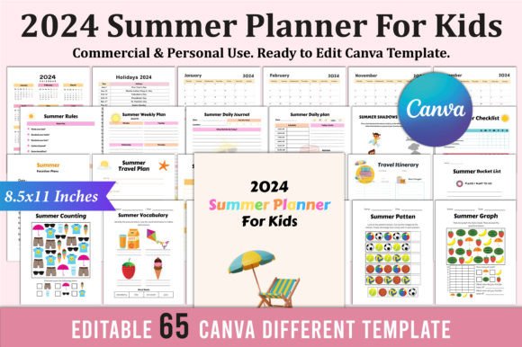 Download 2024 Summer Planner for Kids for Canva - K Collection