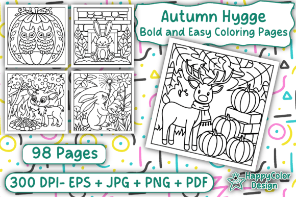 Download Autumn Hygge Bold and Easy Coloring Book - K Collection