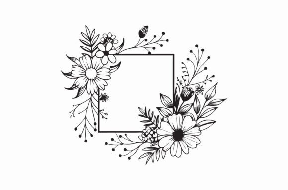Download Minimalist Black and White Floral Frame - K Collection