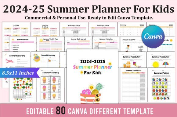 Download 2024-2025 Summer Planner for Kids Canva - K Collection