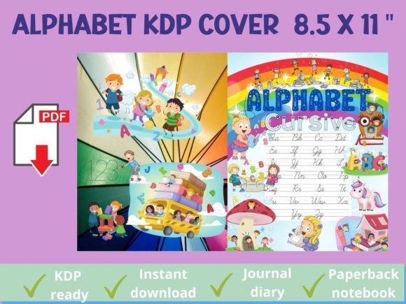 Download Cursive Alphabet KDP Book Cover 8.5x11in - K Collection