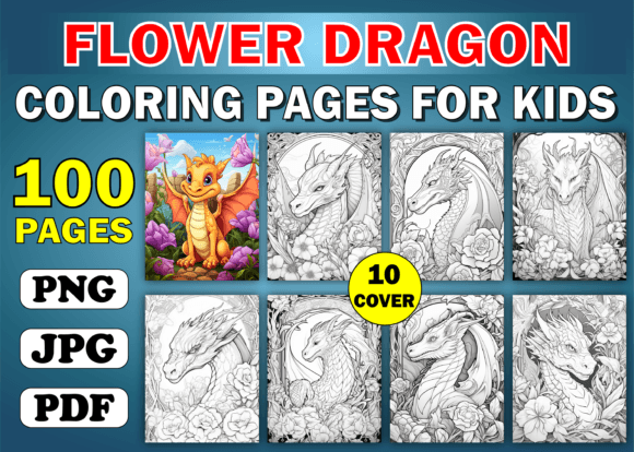 Download Flower Dragon Adult Coloring Book - Kdp - K Collection