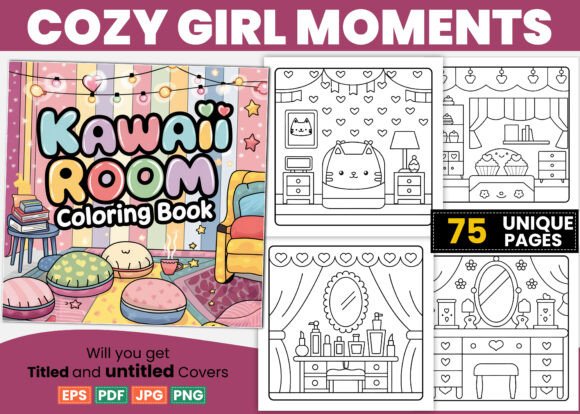 Download Bold Easy Cozy Kawaii Room Coloring Book - K Collection
