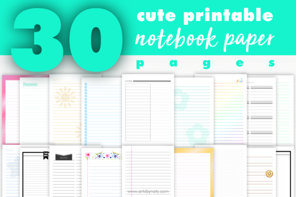 Download 30 Cute Printable Notebook Paper Pages. - K Collection
