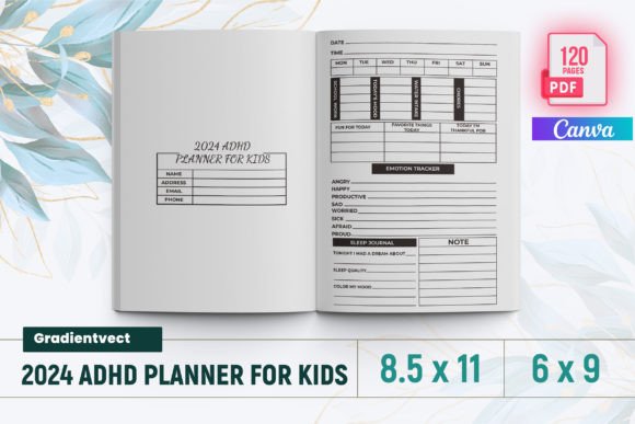 Download (KDP) 2024 ADHD Planner for Kids Canva - K Collection