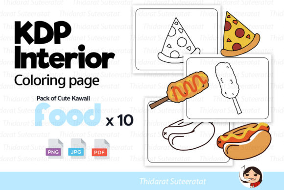 Download KDP Coloring Page : Cute Kawaii Foodx10 - K Collection