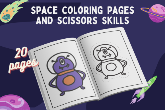 Download Space Coloring Pages and Scissors Skills - K Collection