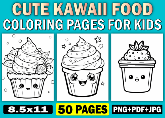 Download Cute Kawaii Food Coloring Pages for Kids - K Collection