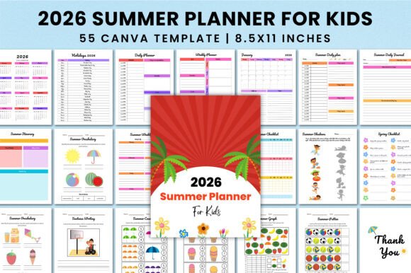 Download 2026 Summer Planner for Kids Canva - K Collection