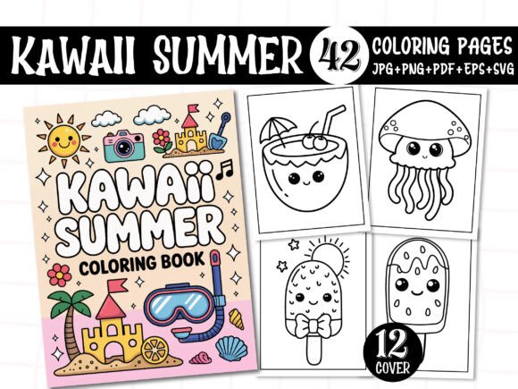 Download Kawaii Summer Coloring Pages for - KDP - K Collection