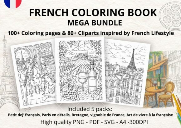 Download MEGA BUNDLE Coloring Book "La France" 🥐 - K Collection
