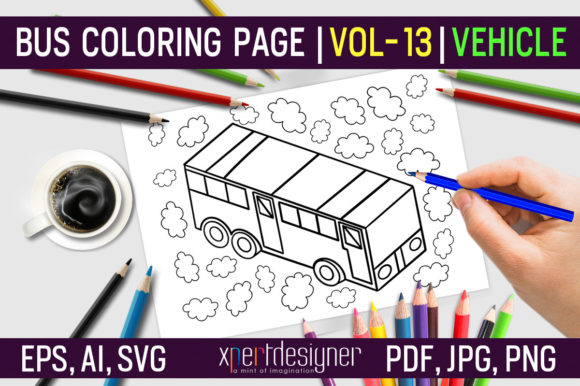 Download Bus Coloring Page | Vol - 13 | Vehicle - Bus coloring page Collection