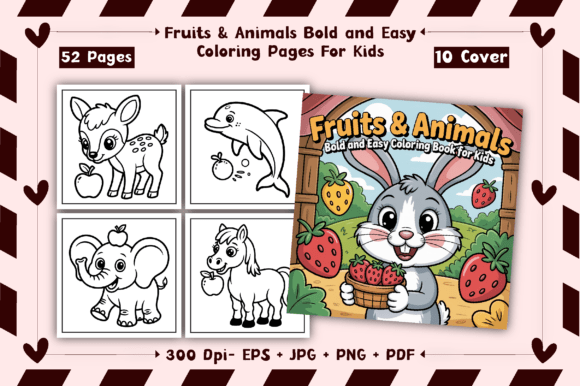 Download Fruits &amp; Animals Coloring Book Bold Easy - K Collection