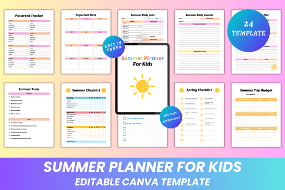 Download Summer Planner for Kids Canva KDP - K Collection