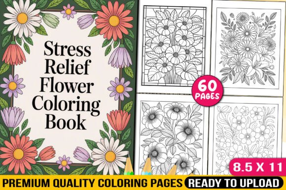 Download Stress Relief Flower Coloring Book - K Collection