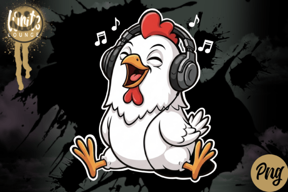 Download Cute Chicken Listening to Music Cartoon - K Collection