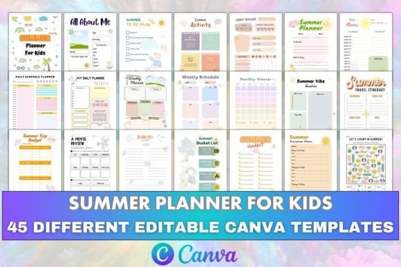Download Canva Editable Summer Planner for Kids - K Collection