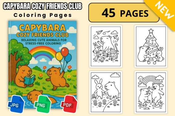 Download Capybara Cozy Friends Coloring Book - Cozy friends coloring book Collection